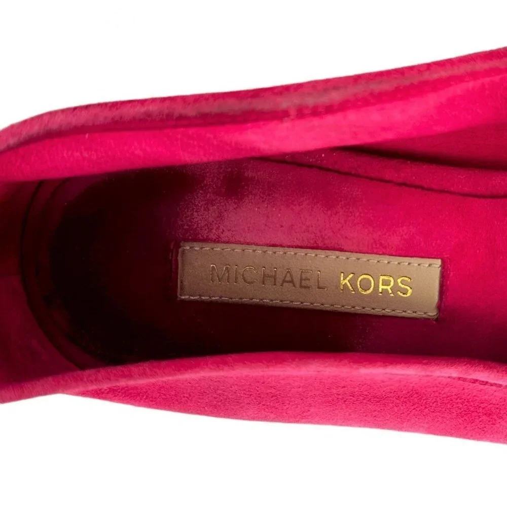 Michael Kors Italy Fuschia Pink Suede Loafers Flats Size 38.5